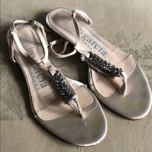 Pedro Garcia Satin and Crystal Sandals